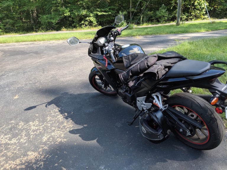 motorcycle in driveway